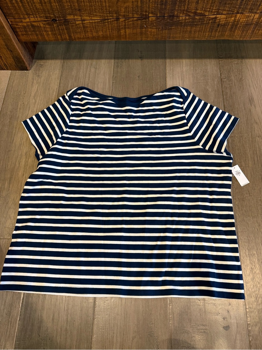 Navy and White Striped Short Sleeve Tee